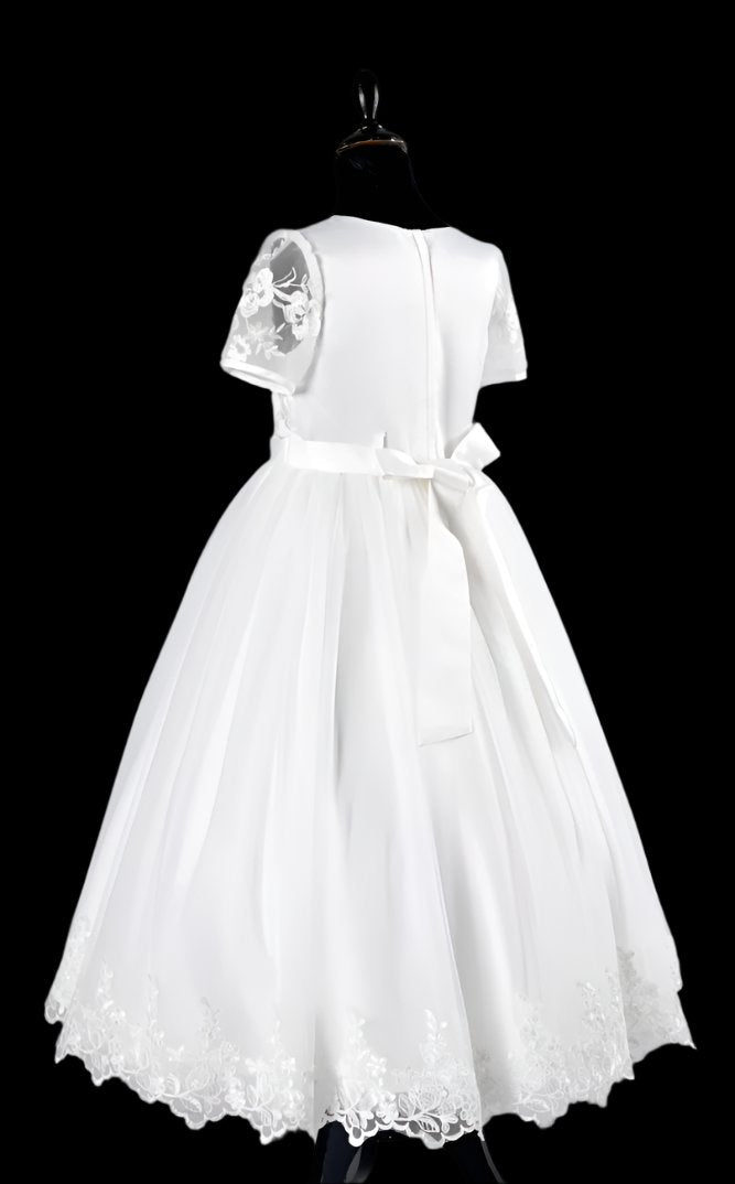 Embroidered Short sleeve First Holy communion dress