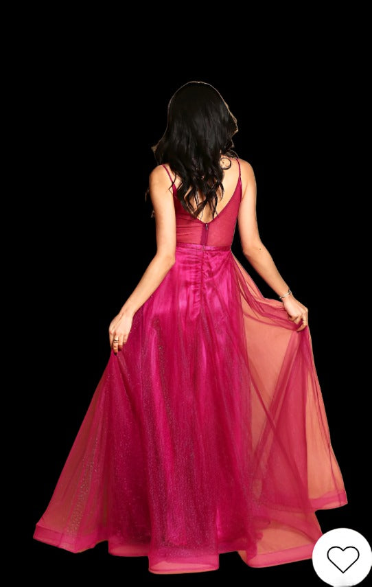 Fuchsia tulle and Lace dress