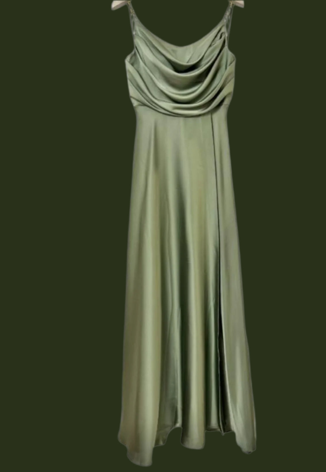 Cowl neck Long Satin dress