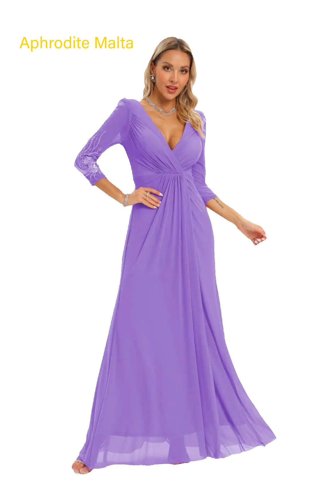Lilac long sleeve evening dress Aphrodite Malta Lilac long sleeve evening dress Aphrodite Malta