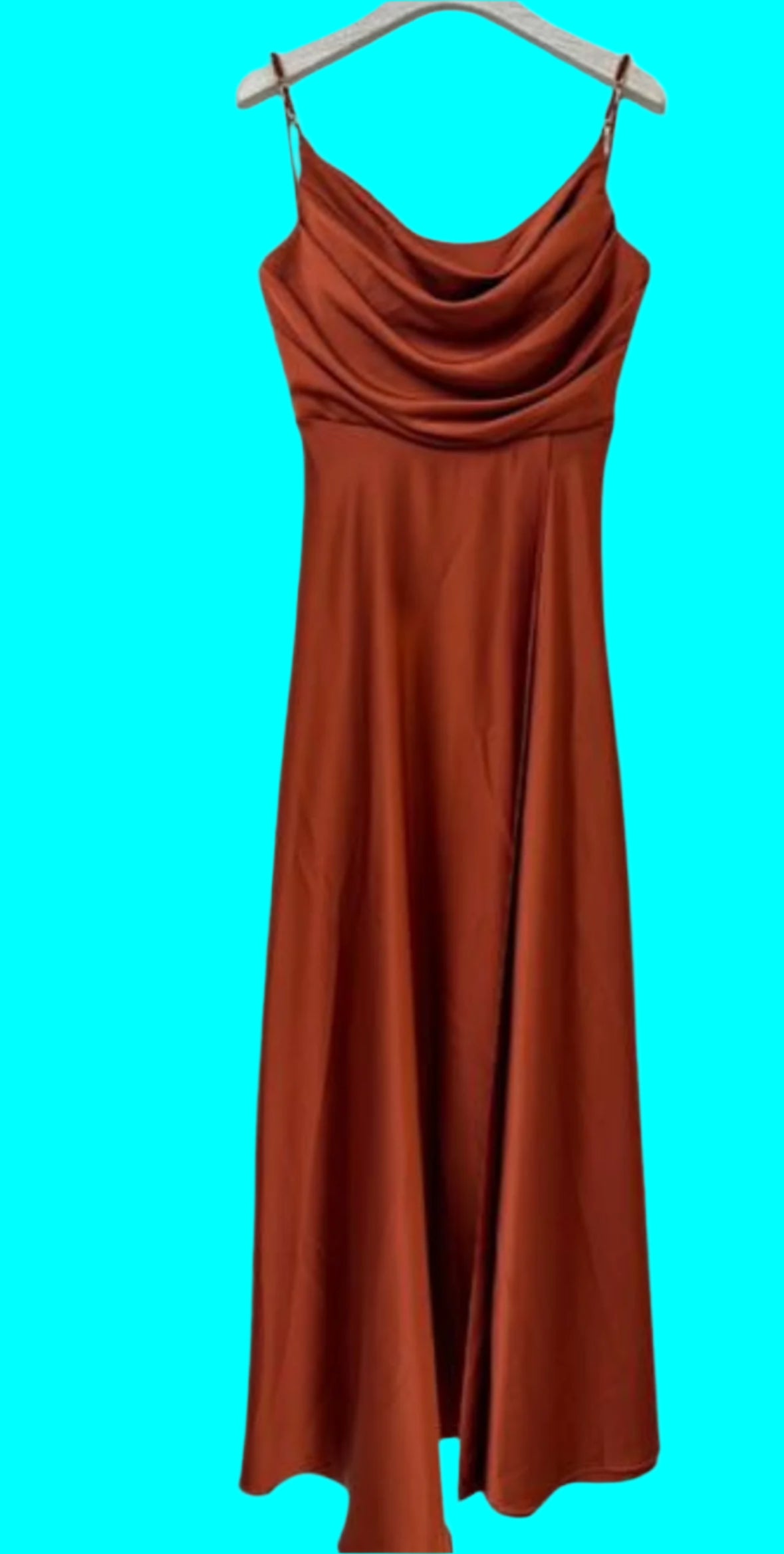 Cowl neck Long Satin dress