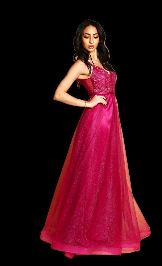 Fuchsia tulle and Lace dress