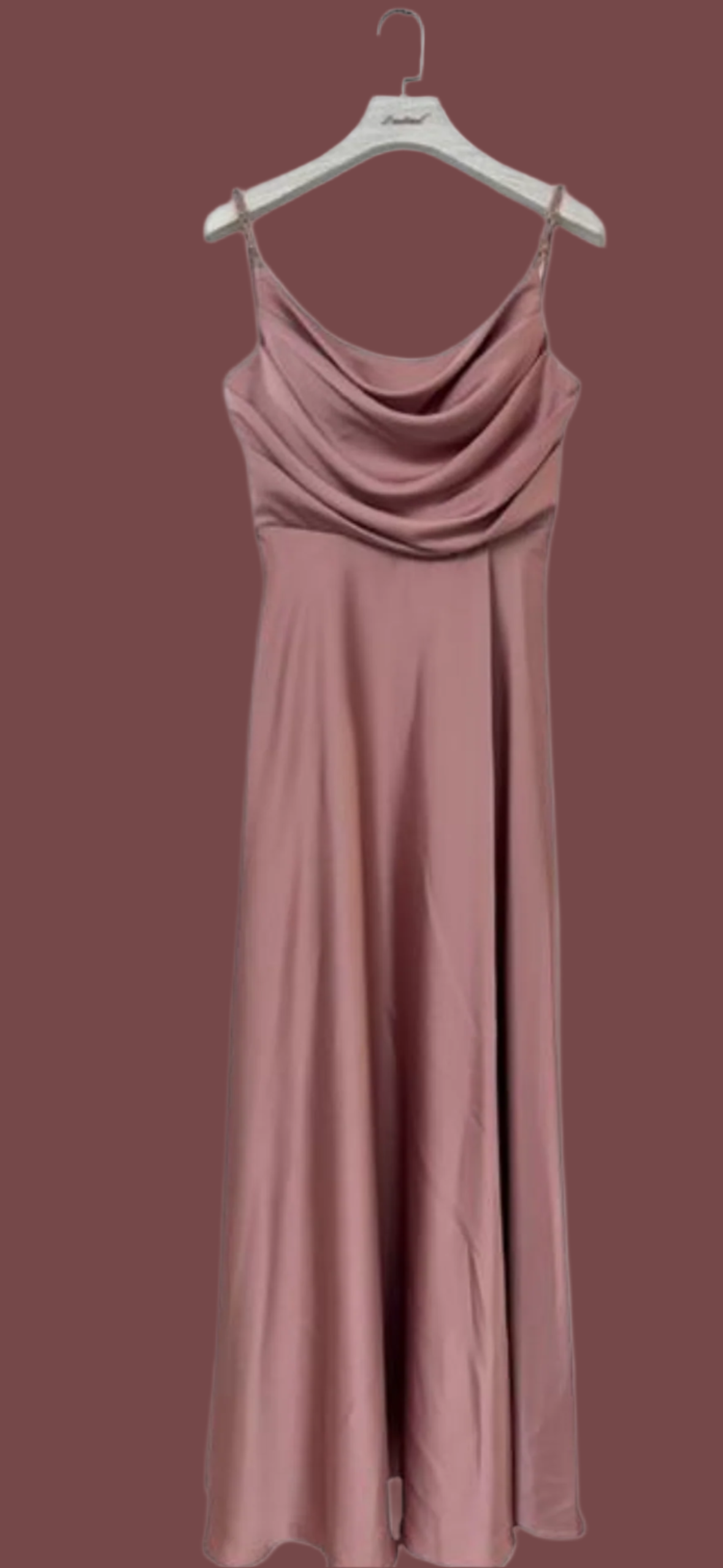 Cowl neck Long Satin dress