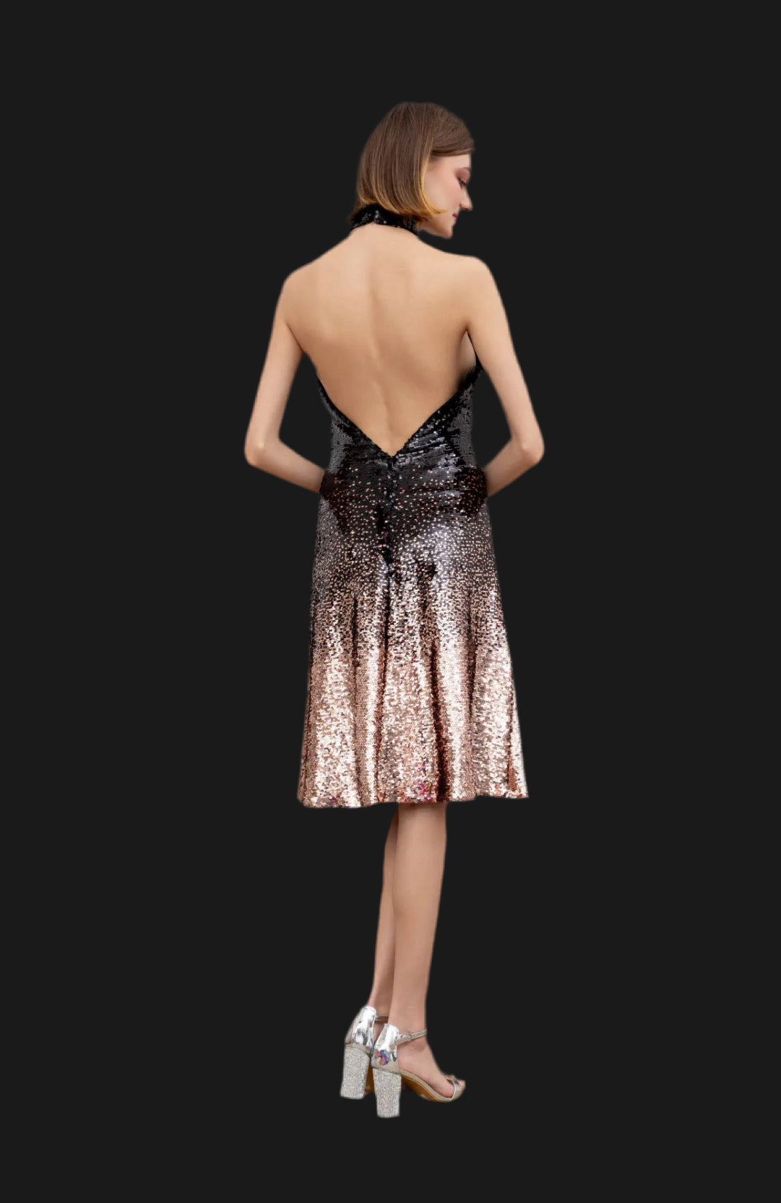 Halter Neck Black and Rose Gold  cocktail dress