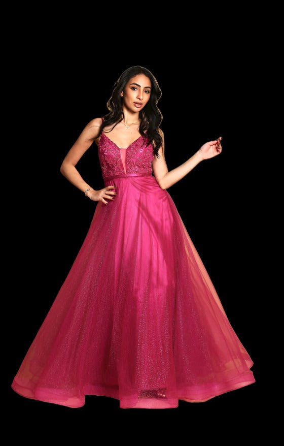 Fuchsia tulle and Lace dress