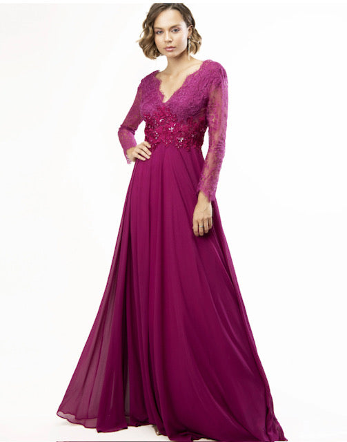 Taliane, Fuchsia long evening dress