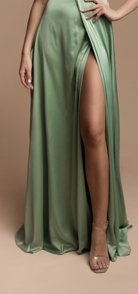 Spaghetti straps Satin Long dress