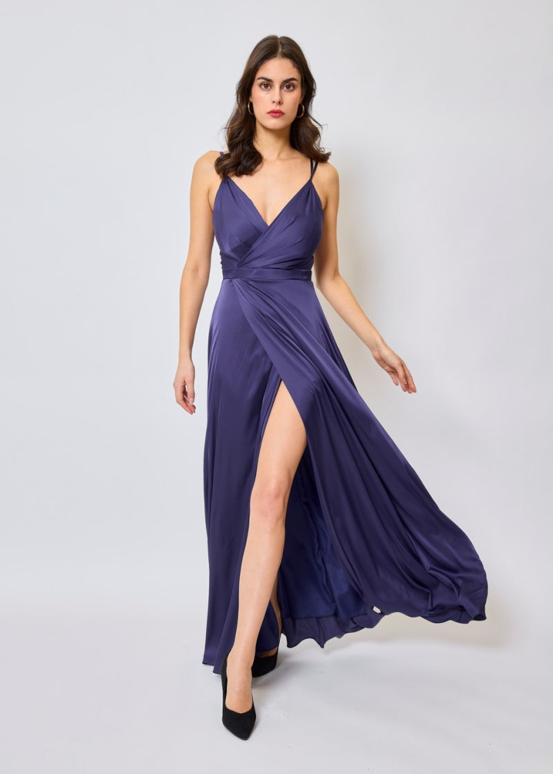 Spaghetti straps Satin Long dress