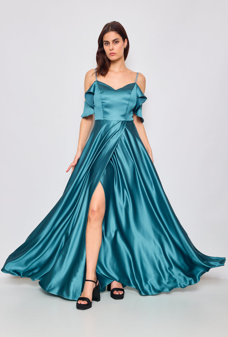 Silky Satin Off The Shoulder Bridesmaid dress Aphrodite Malta Silky Satin Off The Shoulder Bridesmaid dress Aphrodite Malta