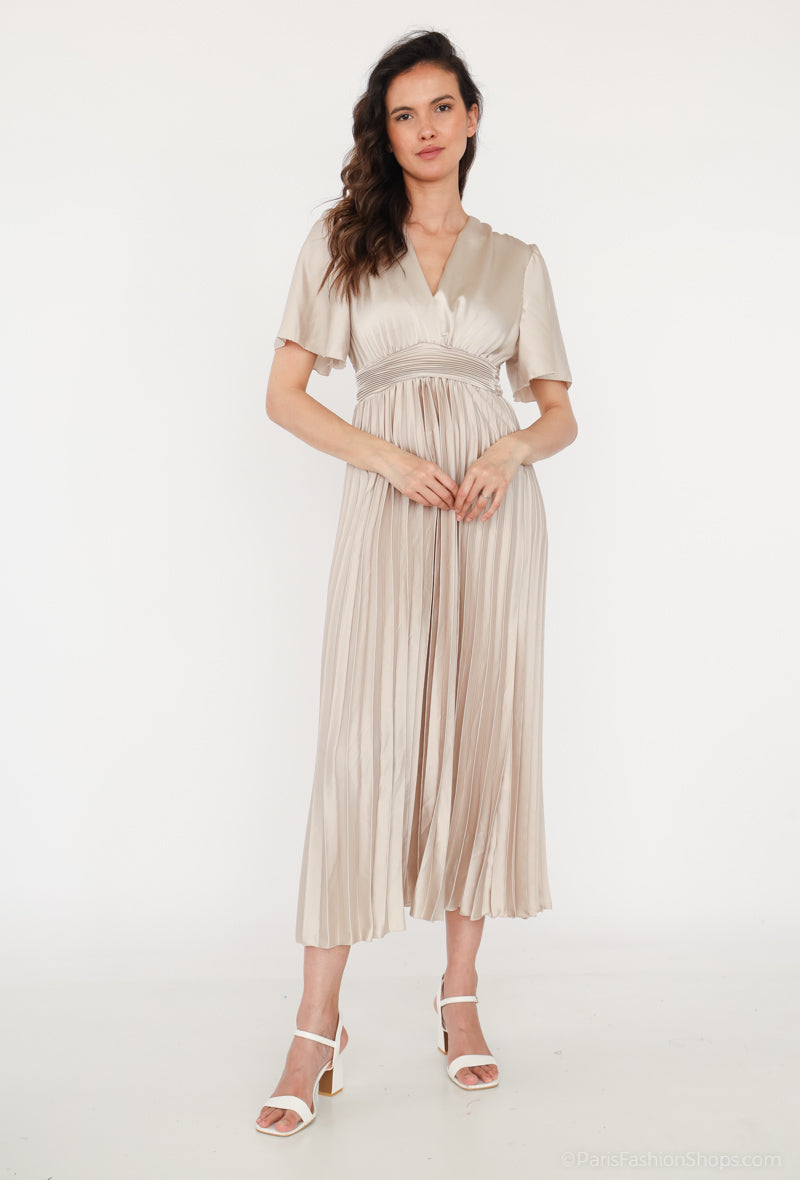 Short Satin dress with pleated dress Aphrodite Malta Short Satin dress with pleated dress Aphrodite Malta