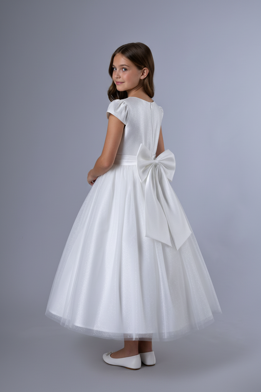 Ivory Flower girl dress Short sleeves