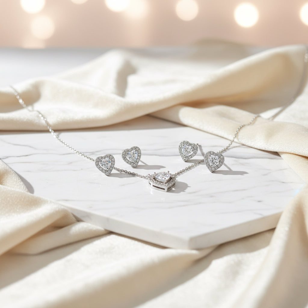 925 Sterling Silver Heart Set