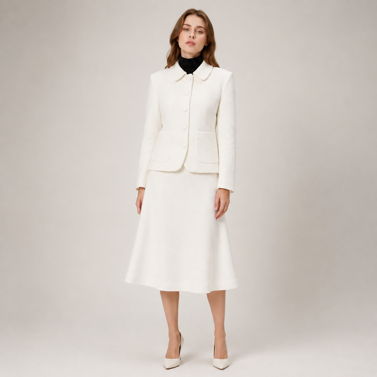 Smart and Joy - Tailored jacket with a Peter Pan collar: Rose / FR 44