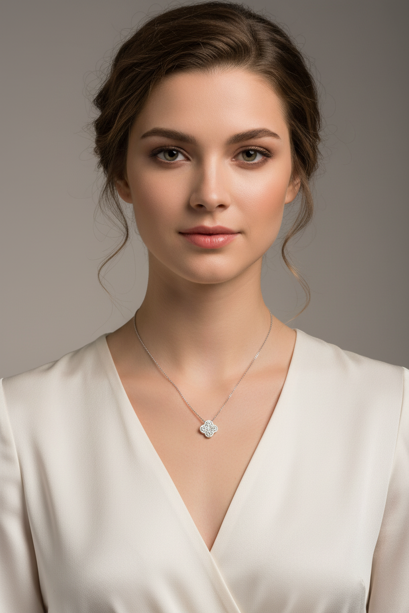 Crystal Clover Necklace | 18K gold-plated