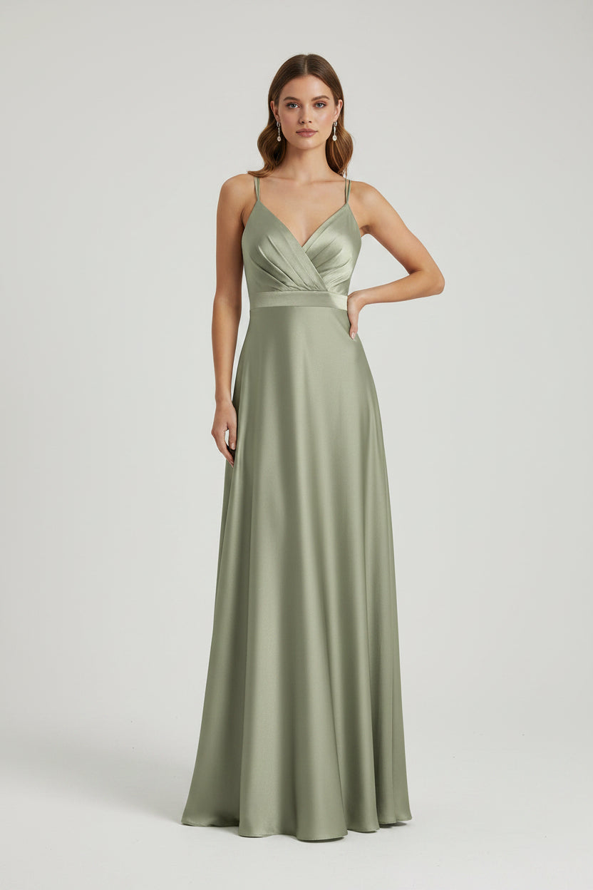 Silky Satin Spaghetti straps Evening dress