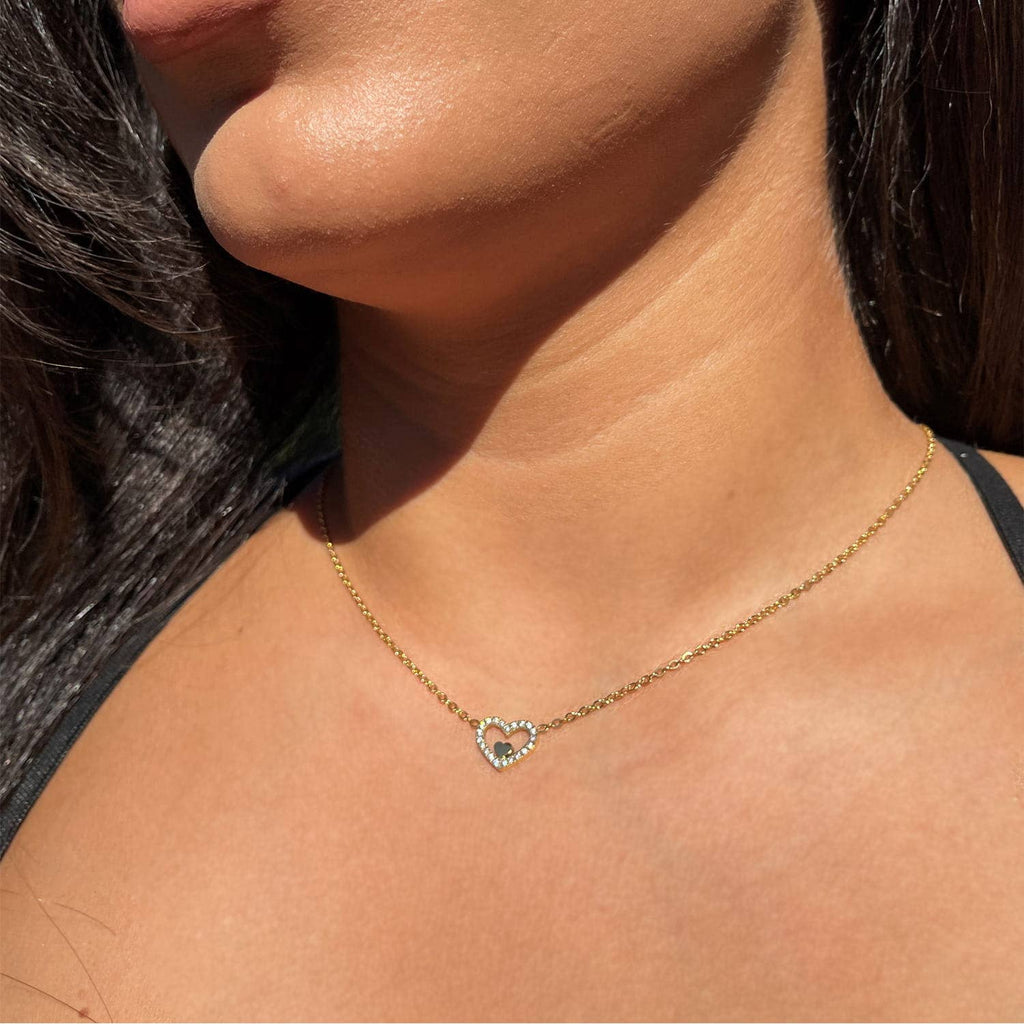 Heart in Heart Necklace | 18k Gold Plated