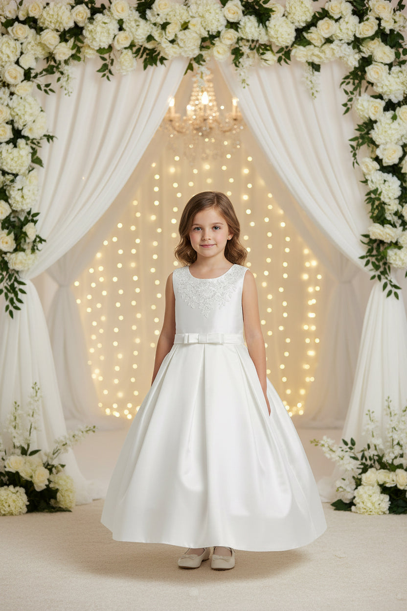 Ivory Mid calf flower girl dress
