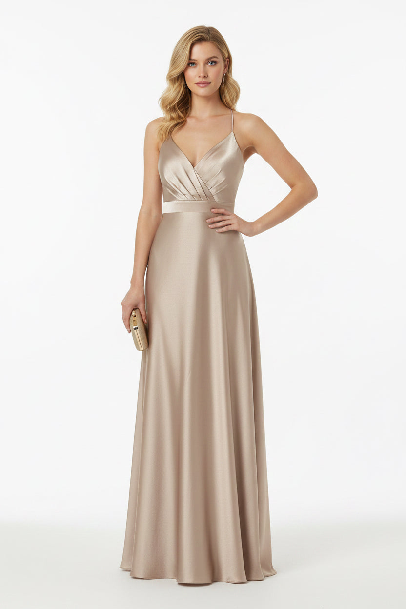 Silky Satin Spaghetti straps Evening dress