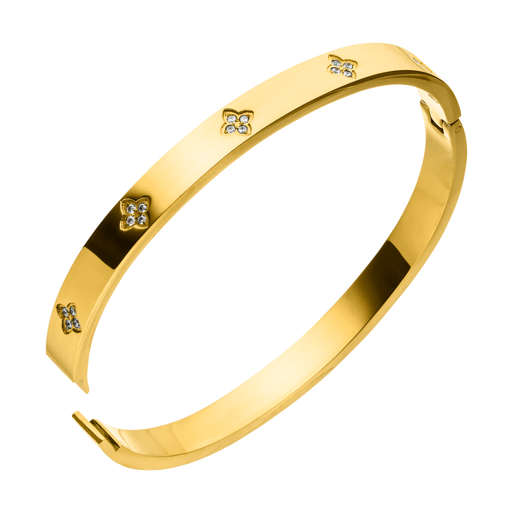 Clover Stone Bracelet | 18K gold-plated