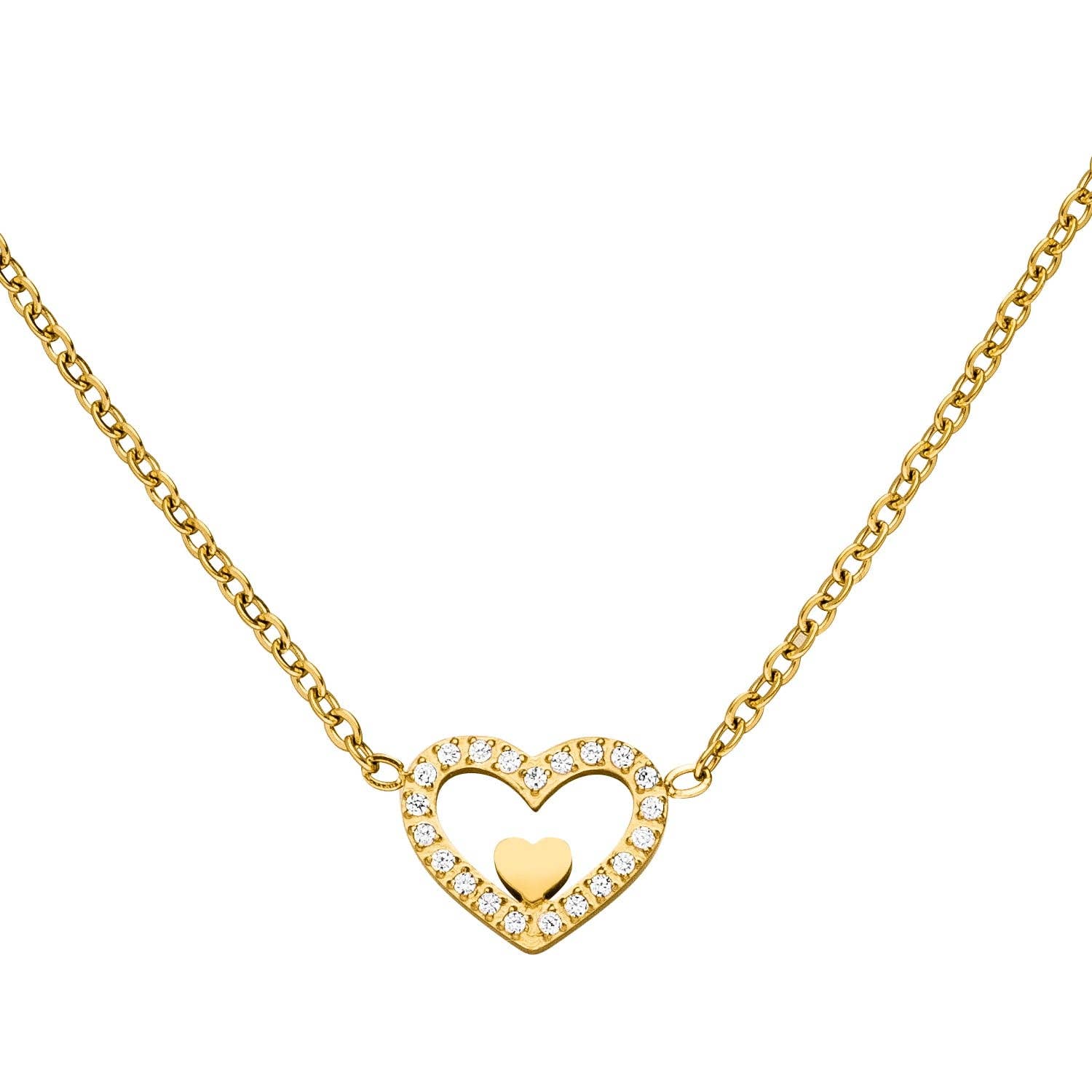 Heart in Heart Necklace | 18k Gold Plated