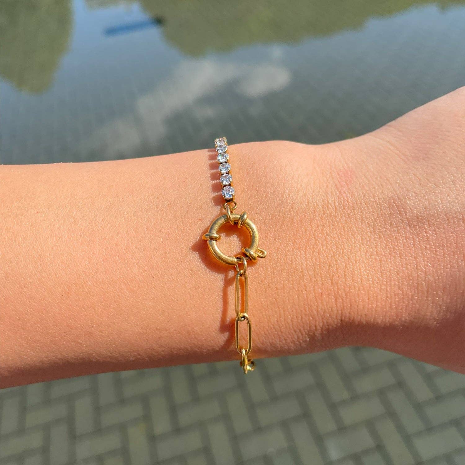 Tennis Chain Bracelet | 18K Gold Plated