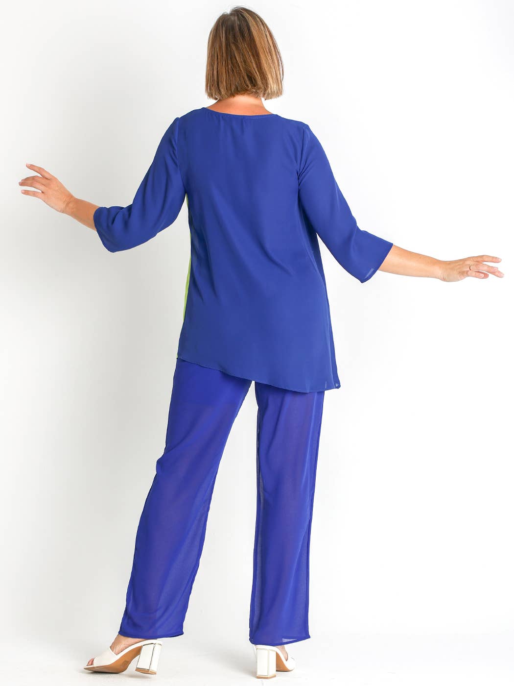 DOUBLE LOW ASYMMETRIC CHIFFON BLOUSE