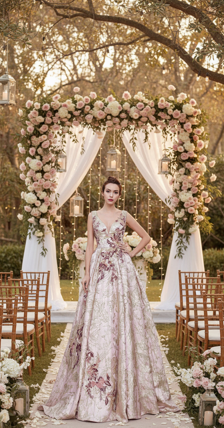 Ancolie  Embroidered mother of Bride and Groom dress