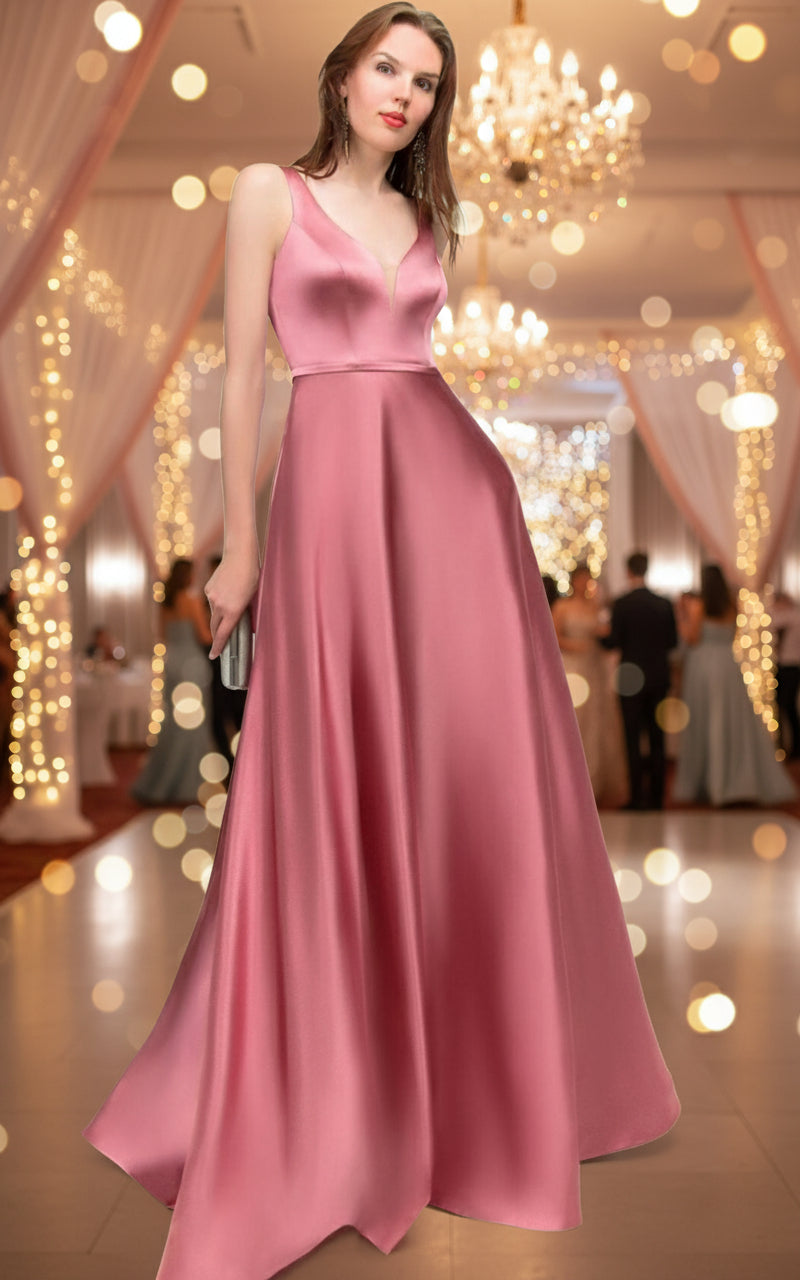 Cagla Satin Long Evening Dress