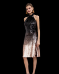 Halter Neck Black and Rose Gold  cocktail dress
