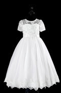 Embroidered Short sleeve First Holy communion dress