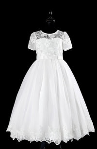 Embroidered Short sleeve First Holy communion dress