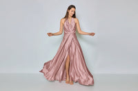 Satin tie-neck Bridesmaid dress