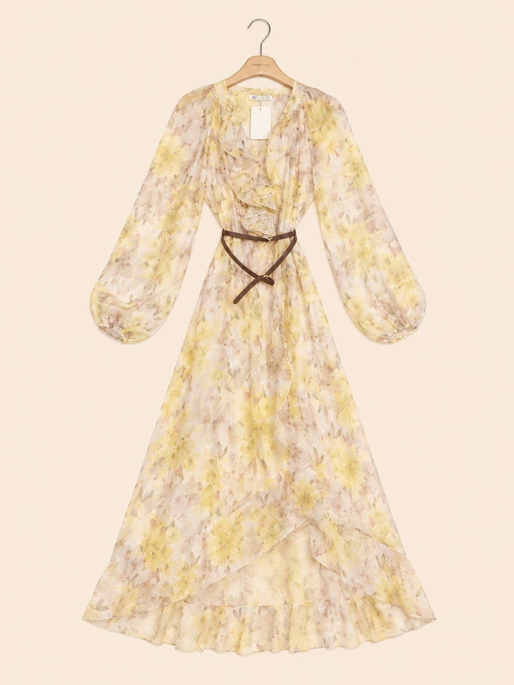Boho Chic Long Floral Flowing Dress with Belt