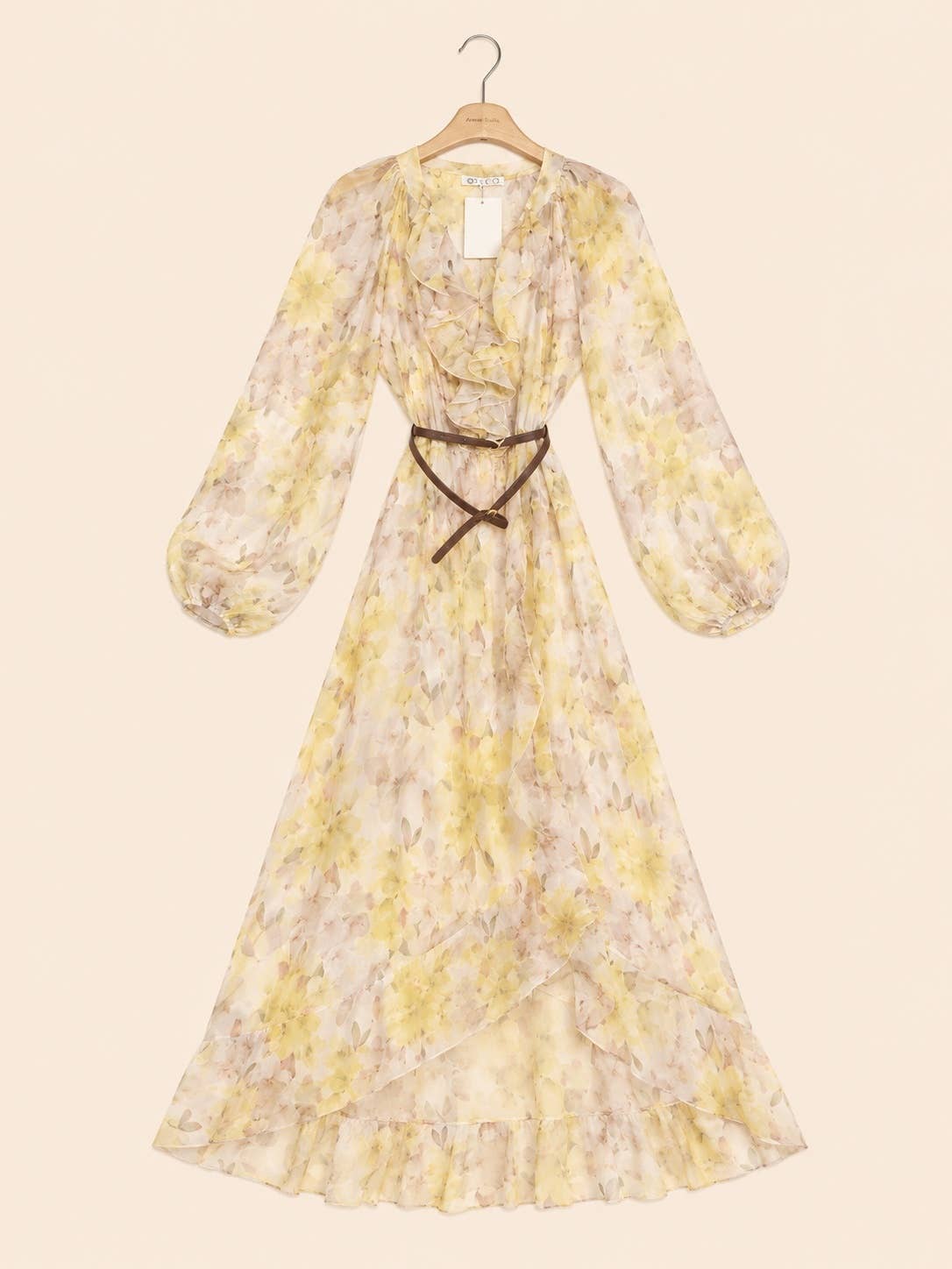 Boho Chic Long Floral Flowing Dress with Belt
