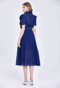 Pleated dress Navy blue