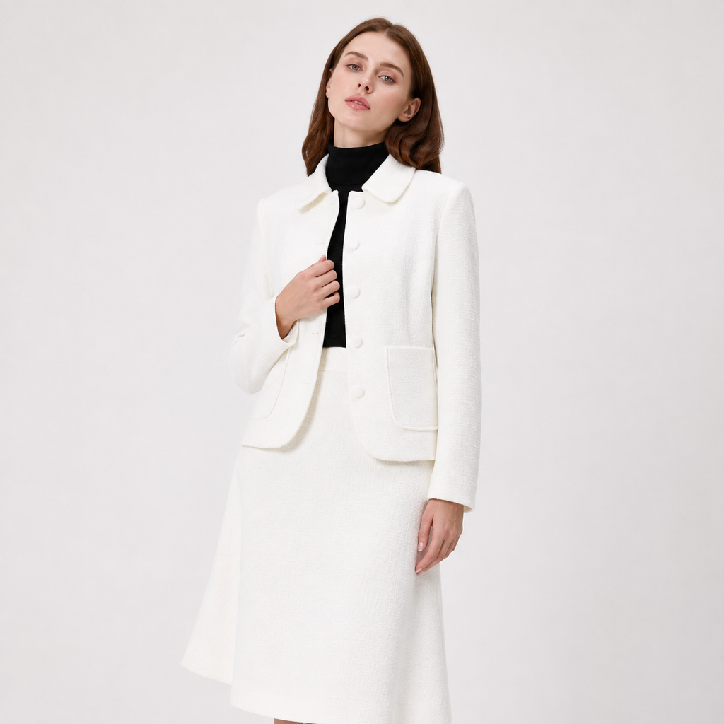 Smart and Joy - Tailored jacket with a Peter Pan collar: Rose / FR 44