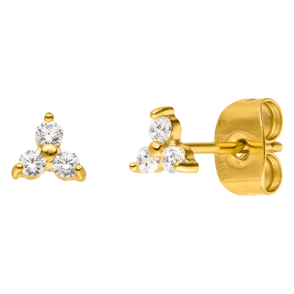 Three Stones earrings | 18K gold plated