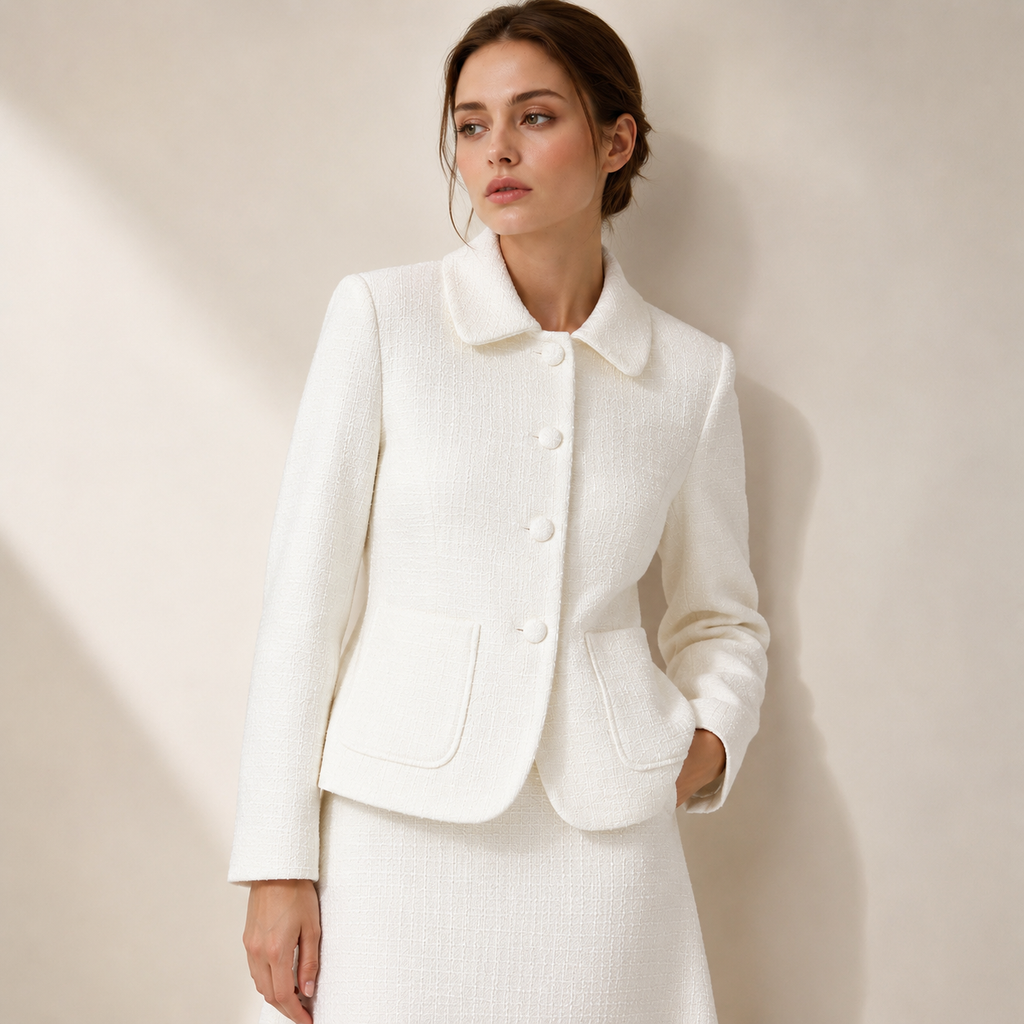 Smart and Joy - Tailored jacket with a Peter Pan collar: Rose / FR 44