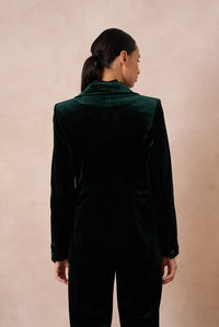 One button Velvet Fitted Blazer