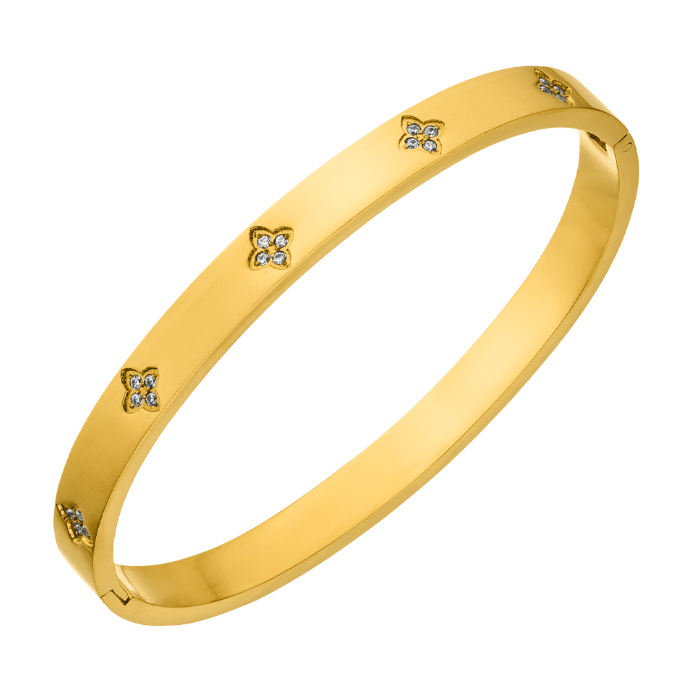 Clover Stone Bracelet | 18K gold-plated