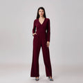 V-neck long jumpsuit
