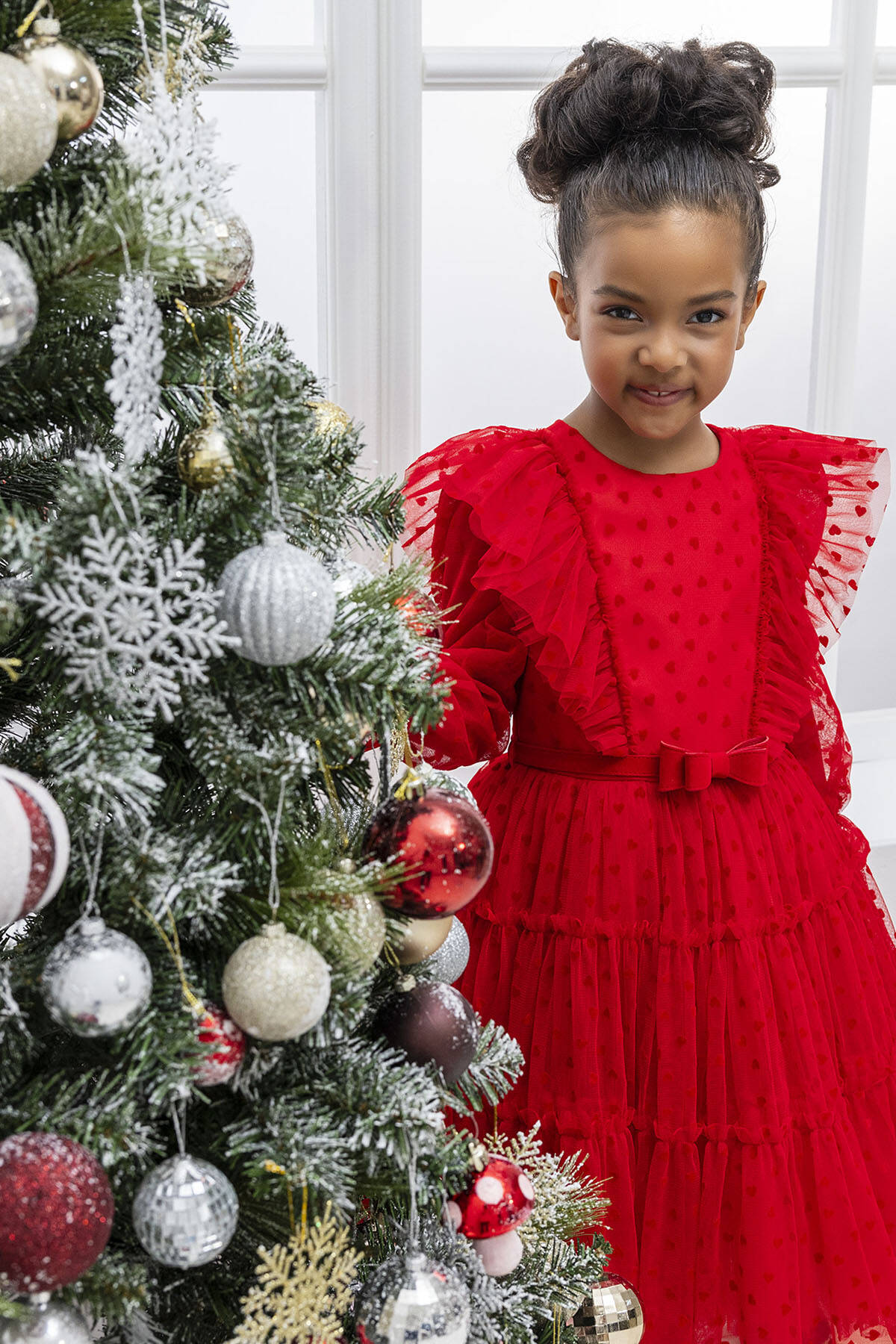 Georgia, Red Heart-Shaped Girls Dress