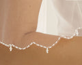 S141 Veil with glass bead edge and crystals, length 80 cm/60 cm