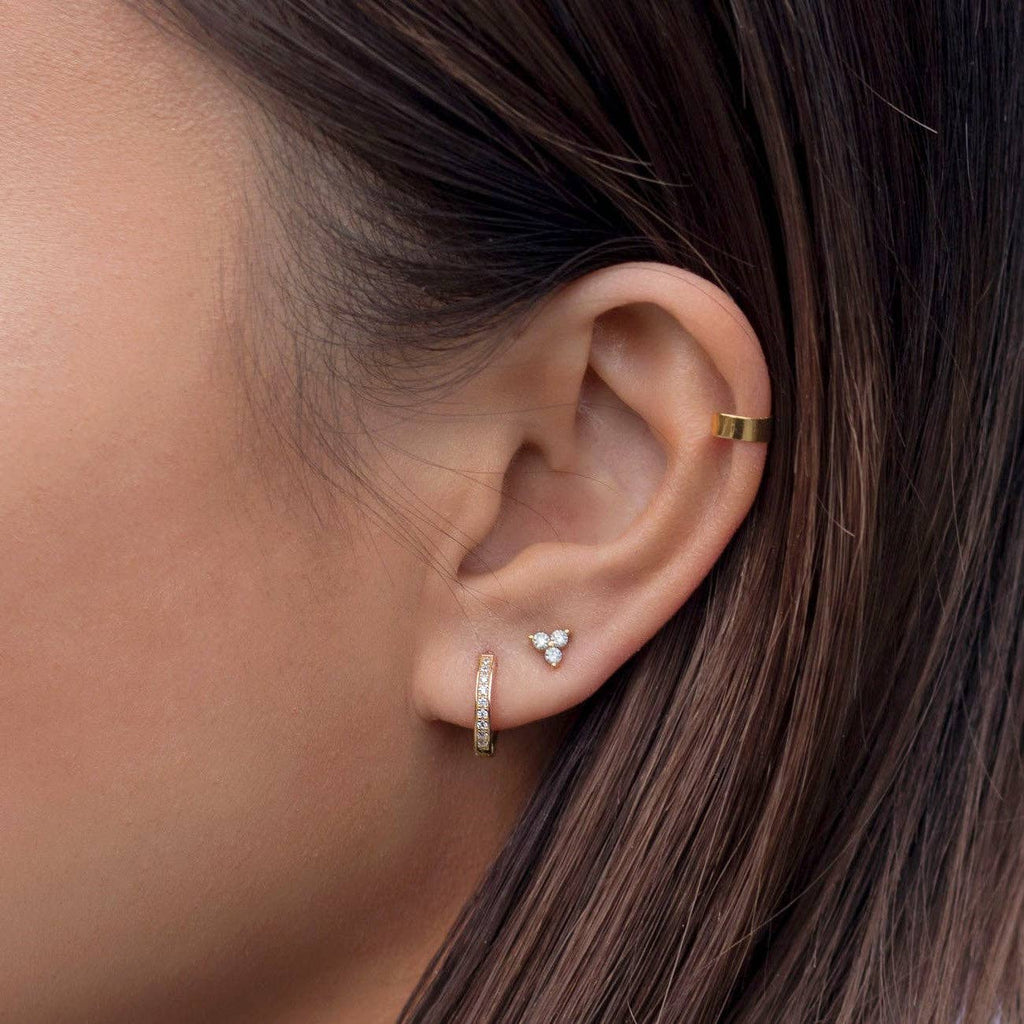 Three Stones earrings | 18K gold plated