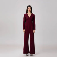 V-neck long jumpsuit