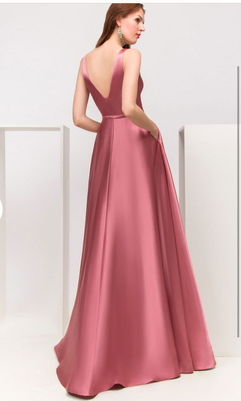 Cagla Satin Long Evening Dress