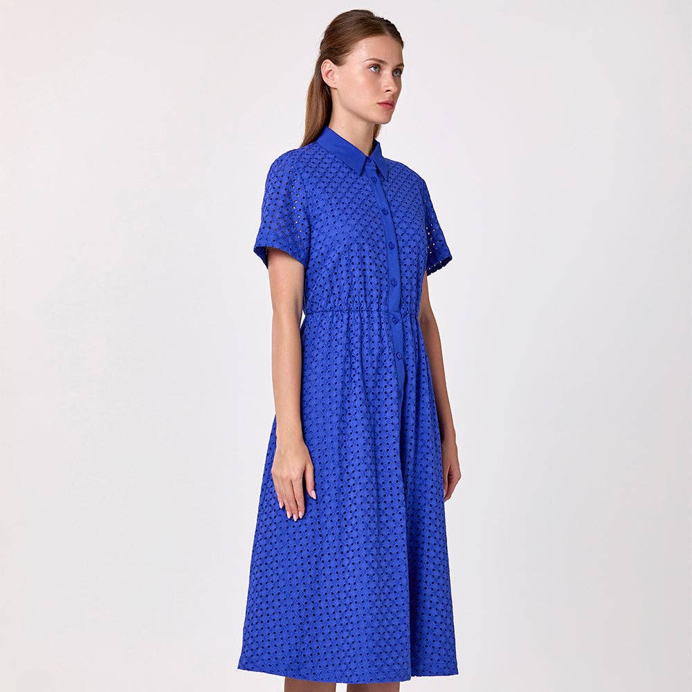 Cotton shirt dress in English lace