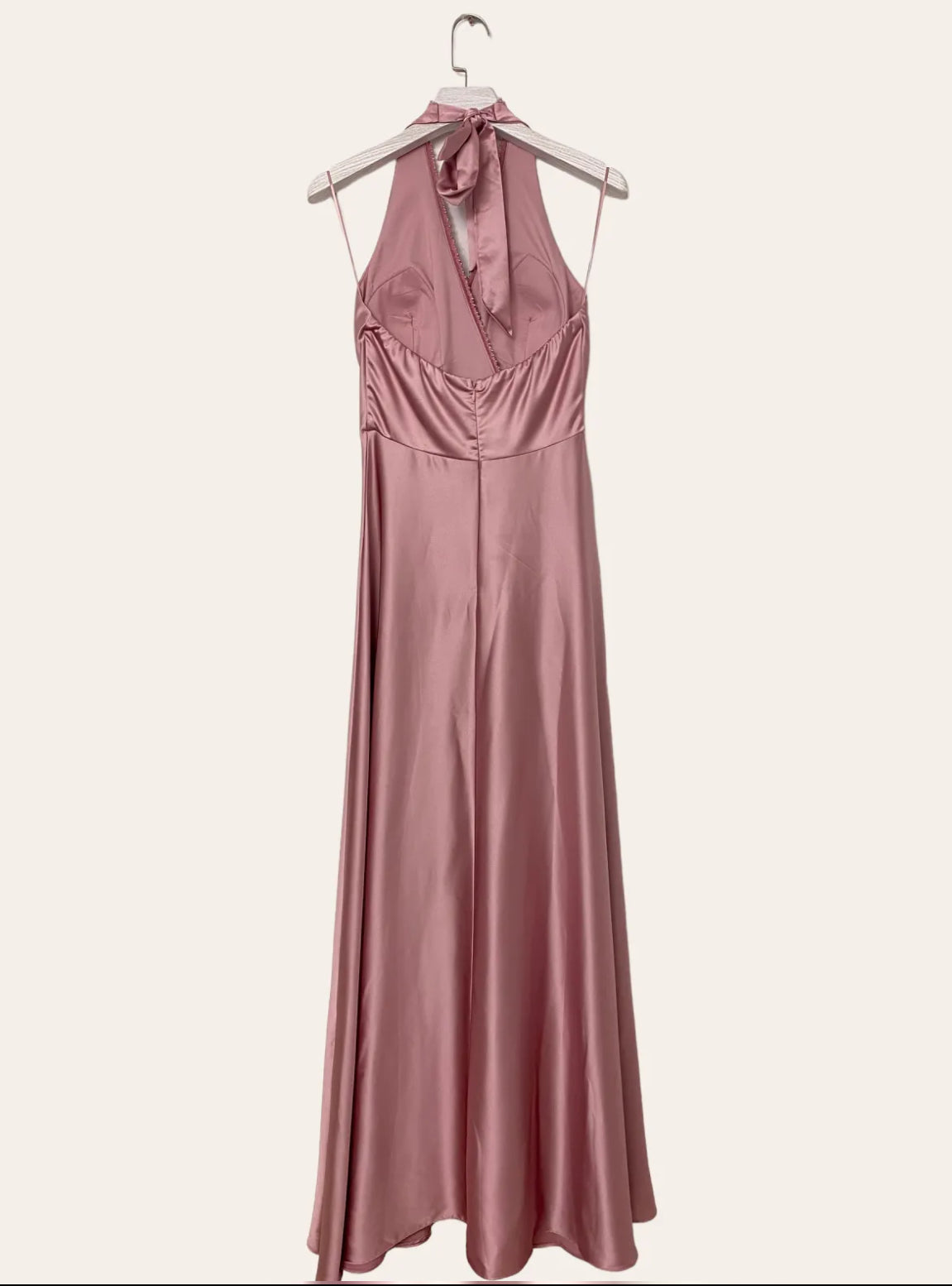 Satin tie-neck Bridesmaid dress