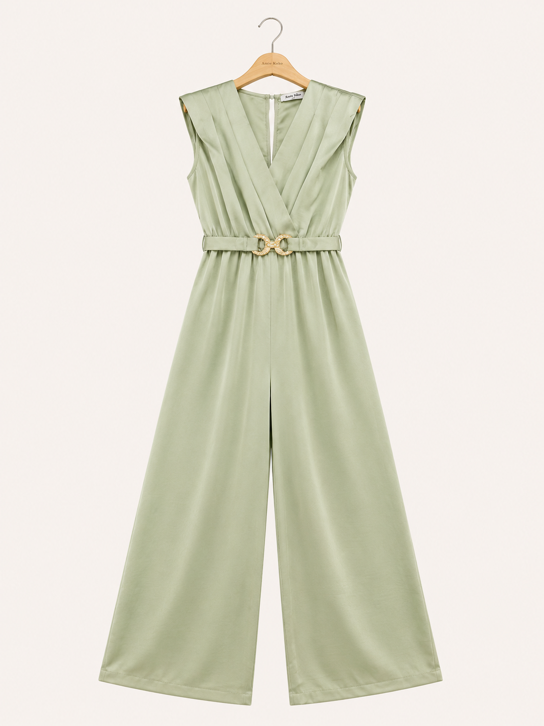 Elegant flowing jumpsuit with belt
