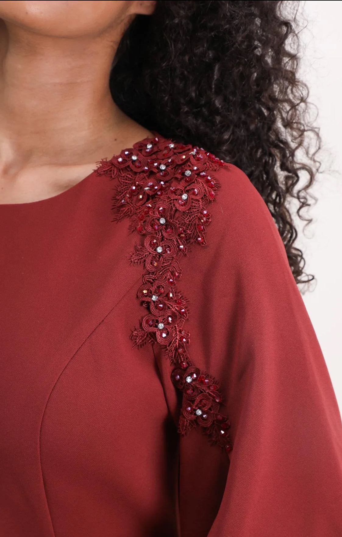Terracotta Long sleeve evening dress